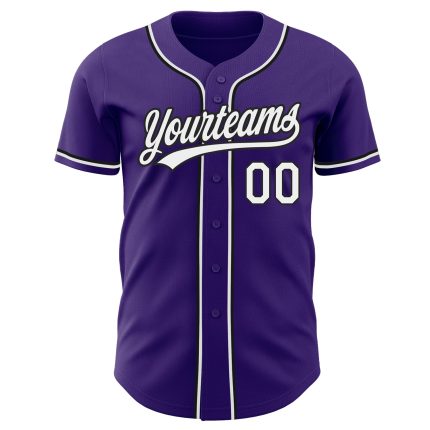 Custom Authentic Baseball Jersey in Purple, White, and Black Colors Custom Purple White-Black Authentic Baseball Jersey