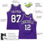 Custom Authentic Throwback Basketball Jersey - Purple White Black Design Custom Purple White-Black Authentic Throwback Basketball