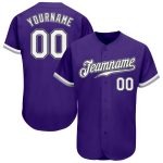 Custom Purple Black Gray Baseball Jersey - Authentic Design for Fans Custom Purple White Black-Gray Authentic Baseball Jersey