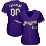 Custom Baseball Jersey Authentic Purple White Black Gray Style 8265 Custom Purple White Black-Gray Authentic Baseball Jersey