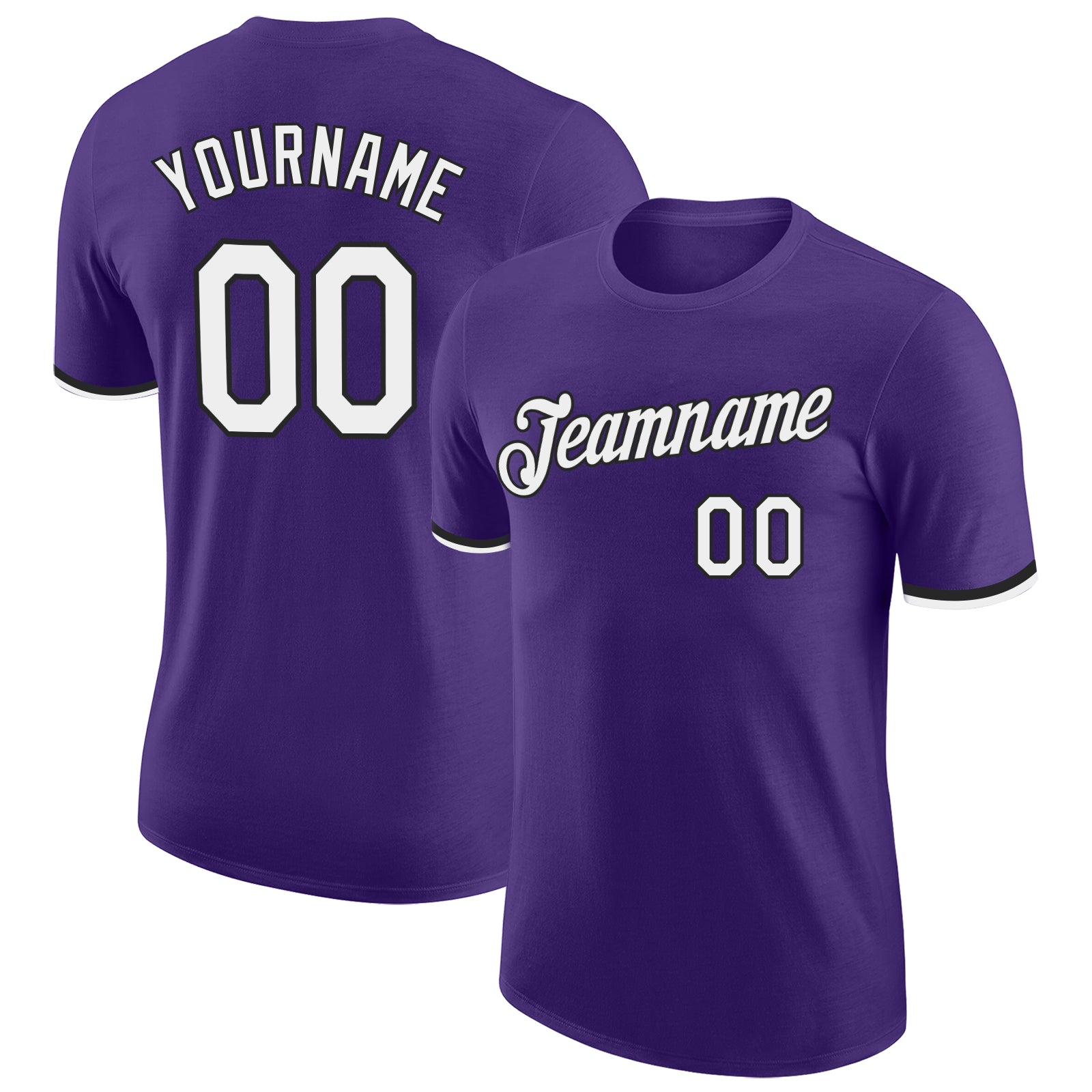 Custom Performance T-Shirt in Purple, White, and Black - Athletic Wear for Men and Women Custom Purple White-Black Performance