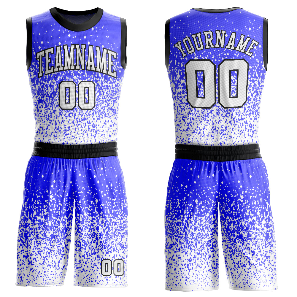 Custom Purple White Black Round Neck Basketball Jersey Suit - Sublimation Design Custom Purple White-Black Round Neck Sublimation