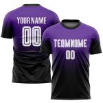 Custom Purple White Black Soccer Jersey - Fade Fashion Sublimation Uniform Custom Purple White-Black Sublimation Fade Fashion