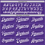 Custom Purple White Varsity Letterman Jacket - Full-Snap Bomber Style Custom Purple White Bomber Full-Snap Varsity Letterman