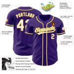 Custom Authentic Baseball Jersey - Purple White Gold Design Custom Purple White-Gold Authentic Baseball Jersey