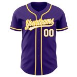 Custom Authentic Baseball Jersey - Purple White Gold Design Custom Purple White-Gold Authentic Baseball Jersey