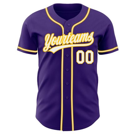 Custom Authentic Baseball Jersey - Purple White Gold Design Custom Purple White-Gold Authentic Baseball Jersey