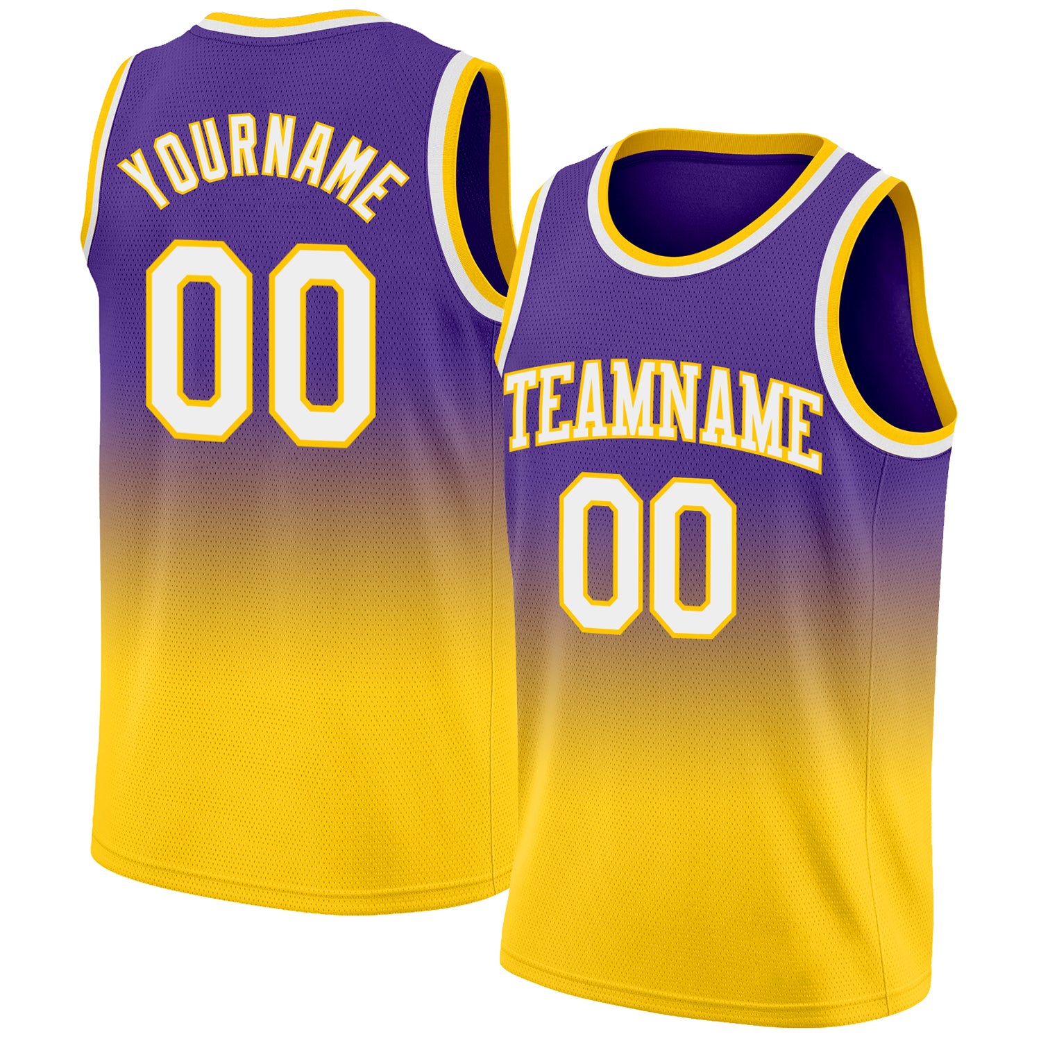 Custom Purple White-Gold Authentic Fade Fashion Basketball Jersey Custom Purple White Gold Basketball Jersey - Authentic Fade Design Fashion Apparel Custom Purple White-Gold Authentic Fade