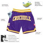 Custom Basketball Shorts - Authentic Throwback Design in Purple and White Gold Custom Purple White-Gold Authentic Throwback