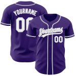 Personalized Purple White Gray Baseball Jersey - Custom Authentic Design Custom Purple White-Gray Authentic Baseball Jersey