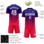 Custom Purple White Hot Pink Soccer Uniform Jersey Sublimation Design Custom Purple White-Hot Pink Sublimation Soccer Uniform