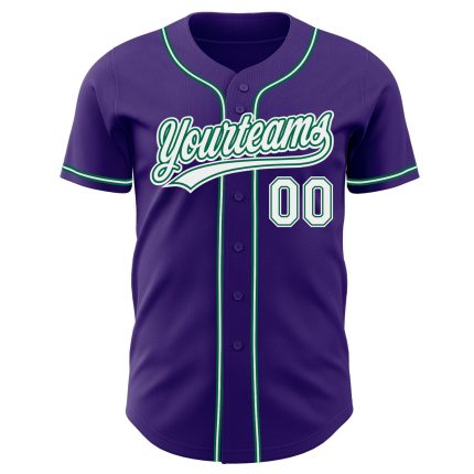 Custom White Kelly Green Purple Baseball Jersey - Authentic Design Custom Purple White-Kelly Green Authentic Baseball Jersey