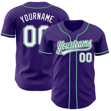Custom White Kelly Green Purple Baseball Jersey - Authentic Design Custom Purple White-Kelly Green Authentic Baseball Jersey