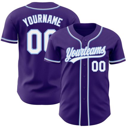 Custom purple and light blue baseball jersey
