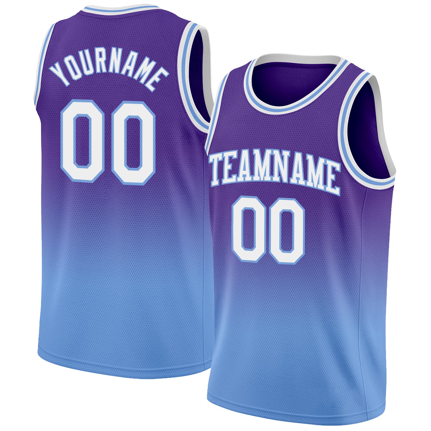 Custom Purple White Light Blue Basketball Jersey - Authentic Fade Design Fashion Custom Purple White-Light Blue Authentic
