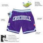 Authentic Throwback Basketball Shorts - Custom Purple White Light Blue Custom Purple White-Light Blue Authentic Throwback