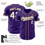 Custom Purple White Gold Baseball Jersey - Authentic Team Sports Apparel Custom Purple White-Old Gold Authentic Baseball