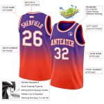 Custom Purple and Orange Fade Basketball Jersey - Authentic Fashion Design Custom Purple White-Orange Authentic Fade Fashion