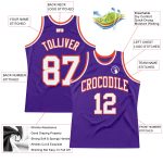 Custom Purple White Orange Throwback Basketball Jersey - Authentic Style Custom Purple White-Orange Authentic Throwback Basketball