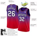 Custom Purple White-Red Fade Basketball Jersey - Authentic Fashion Design Custom Purple White-Red Authentic Fade Fashion