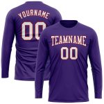 Custom Long Sleeve Performance T-Shirt in Purple, White, and Red for Men and Women Custom Purple White-Red Long Sleeve Performance