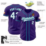 Purple White Teal Authentic Baseball Jersey - Custom Personalized Team Apparel Custom Purple White-Teal Authentic Baseball