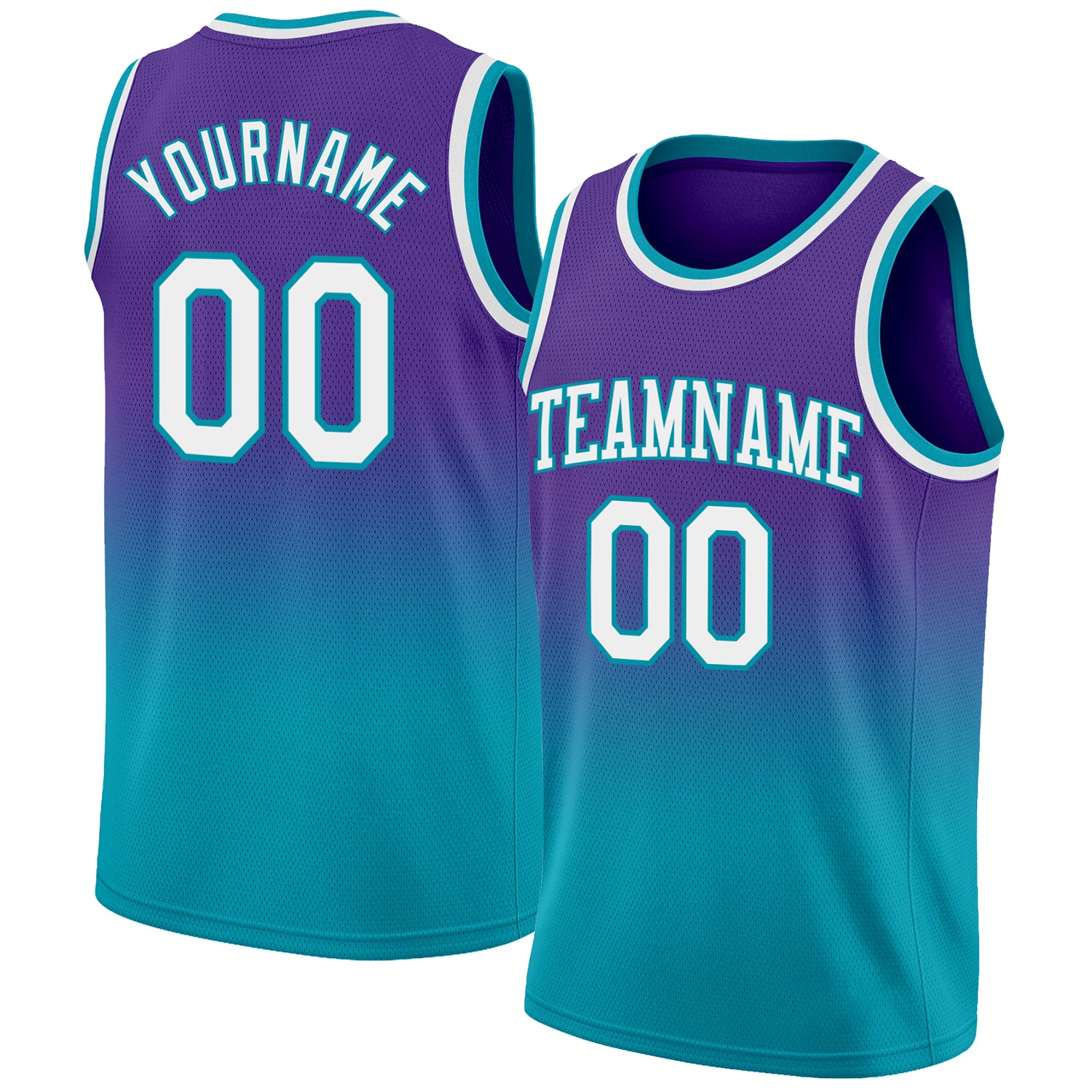 Custom Purple White Teal Fade Basketball Jersey - Authentic Fashion Style Custom Purple White-Teal Authentic Fade Fashion