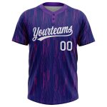 Custom Purple White Two-Button Softball Jersey Unisex - Personalized Athletic Wear Custom Purple White Two-Button Unisex
