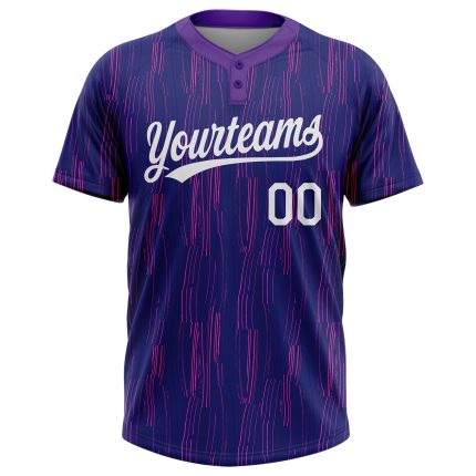 Custom Purple White Two-Button Softball Jersey Unisex - Personalized Athletic Wear Custom Purple White Two-Button Unisex