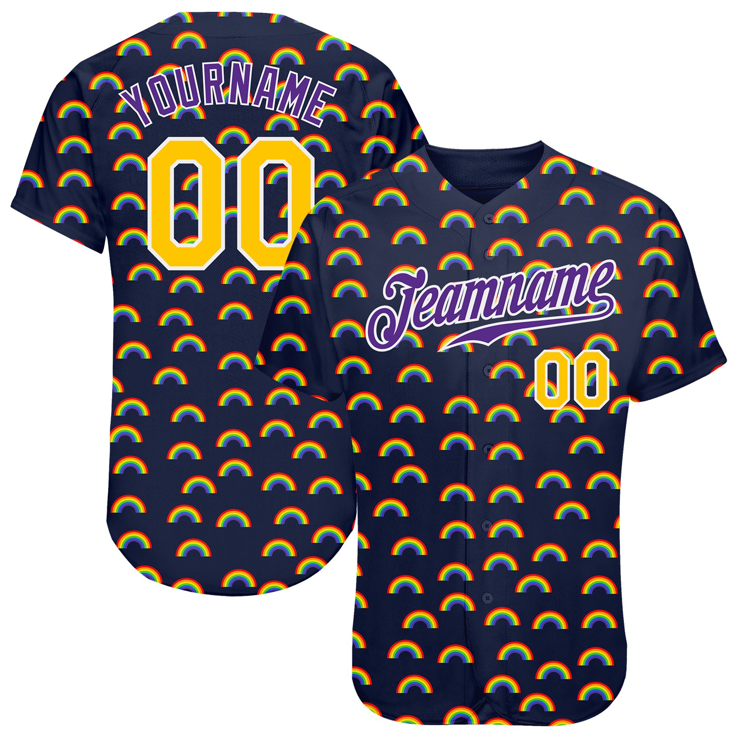 Custom Rainbow LGBT Baseball Jersey for Pride Month - Love Is Love Authentic Style 5165 Custom Rainbow For Pride Month Love