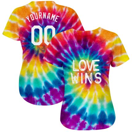 Pride Month Custom Rainbow Baseball Jersey LGBT Love Wins Authentic Jersey Custom Rainbow For Pride Month Love Wins LGBT