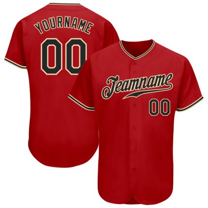 Custom Authentic Baseball Jersey - Red Black City Design, Perfect for Fans and Collectors Custom Red Black-City Cream Authentic
