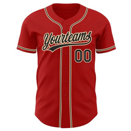 Custom Red Black City Cream Baseball Jersey Authentic Style 4254 Custom Red Black-City Cream Authentic Baseball Jersey Style