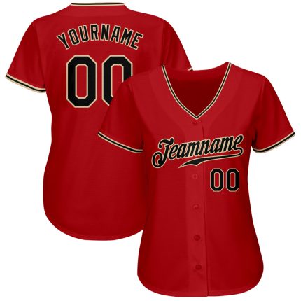 Custom Authentic Baseball Jersey - Red Black City Design, Perfect for Fans and Collectors Custom Red Black-City Cream Authentic