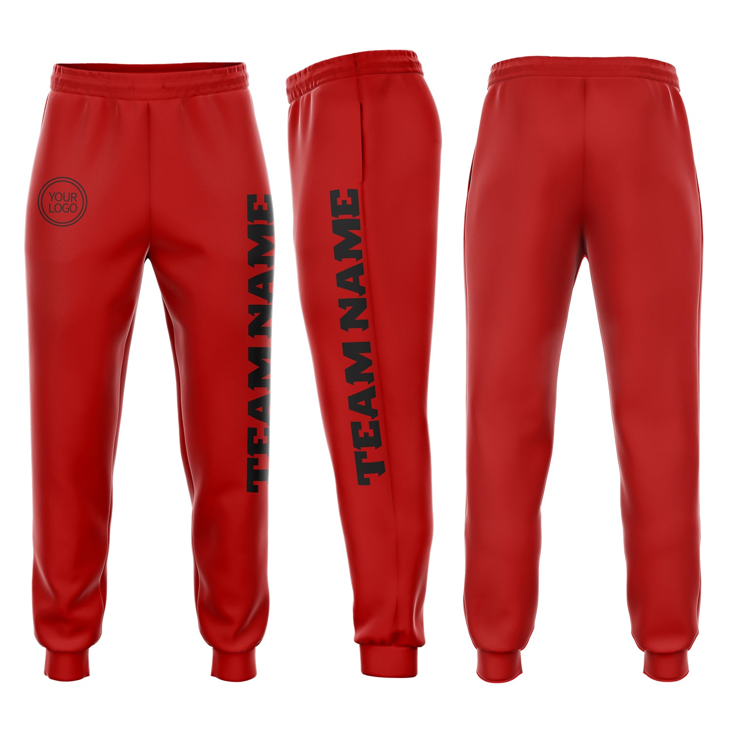 Custom red and black fleece joggers