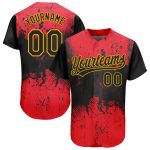 Custom Red Black Gold 3D Pattern Baseball Jersey - Authentic Design Custom Red Black-Gold 3D Pattern Design Authentic Baseball