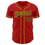 Custom Personalized Red Black Gold Baseball Jersey Authentic Design Custom Red Black-Gold Authentic Baseball Jersey