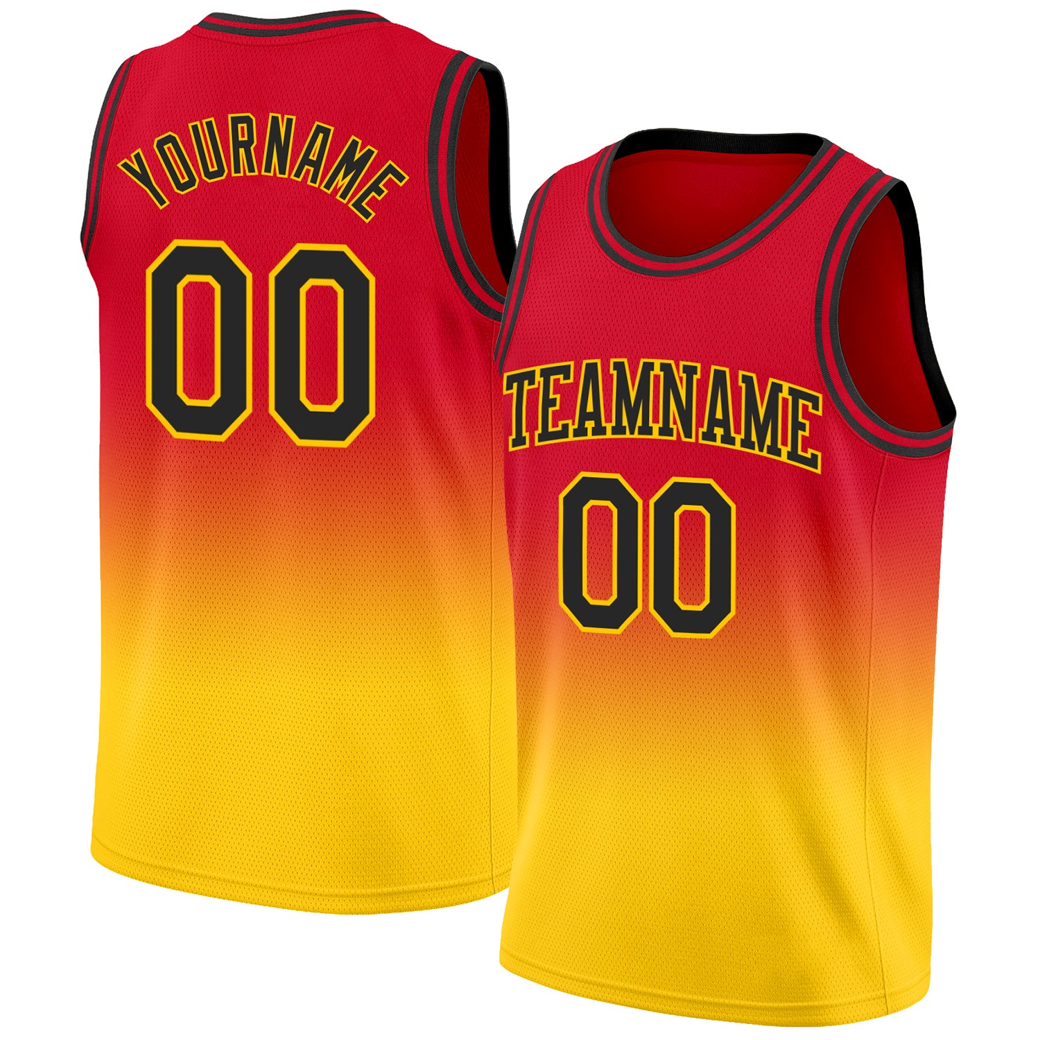 Custom Fade Basketball Jersey - Authentic Red Black Gold Design Custom Red Black-Gold Authentic Fade Fashion Basketball Jersey