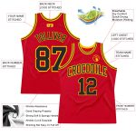 Custom Basketball Jersey - Authentic Red Black Gold Throwback Design Custom Red Black-Gold Authentic Throwback Basketball