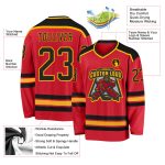 Custom Red Black Gold Hockey Jersey - Personalized Team Apparel for Fans Custom Red Black-Gold Hockey Jersey