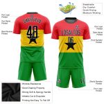 Ghanaian Flag Soccer Jersey Custom Design in Red Black Gold and Kelly Green Custom Red Black Gold-Kelly Green Sublimation