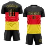 Custom German Flag Soccer Jersey Red Black Gold Sublimation Uniform Custom Red Black-Gold Sublimation German Flag Soccer