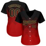 Custom 3D Pattern Authentic Baseball Jersey - Red Black Old Gold Design Custom Red Black-Old Gold 3D Pattern Design Authentic