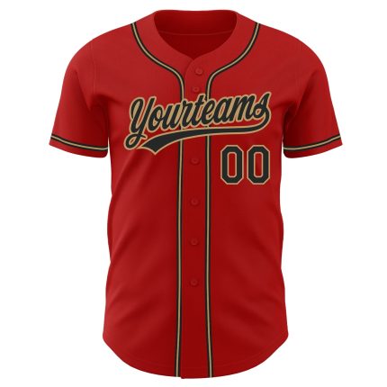 Custom Baseball Jersey Red Black Gold - Authentic Style 3162 Custom Red Black-Old Gold Authentic Baseball Jersey Style 3162