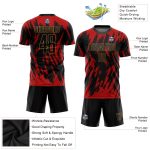 Custom Red Black Gold Sublimation Soccer Jersey for Men and Women - Style 5476 Custom Red Black-Old Gold Sublimation Soccer