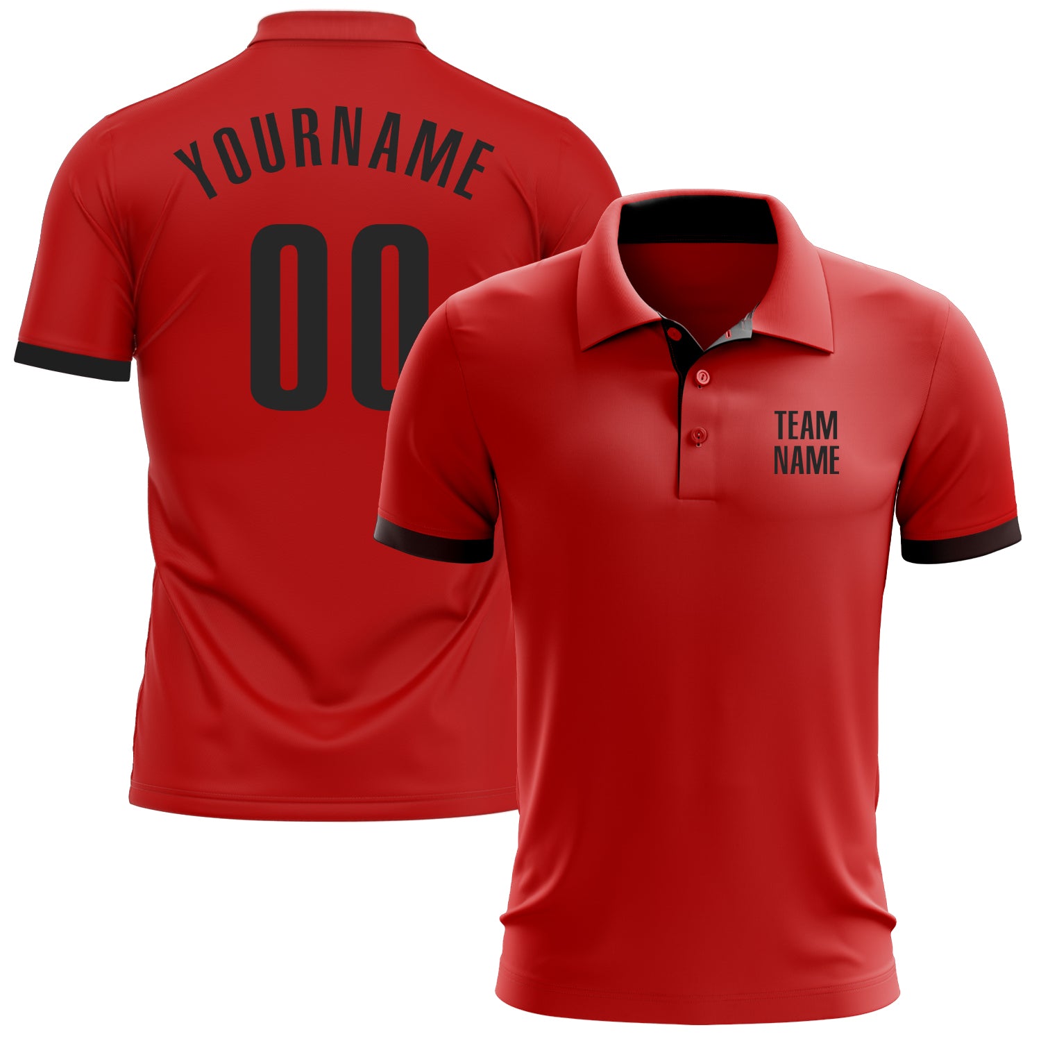 Custom Red Black Performance Golf Polo Shirt Custom Performance Golf Polo Shirt in Red and Black for Men Custom Red Black Performance Golf Polo Shirt