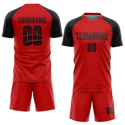 Red Black Custom Soccer Jersey - Sublimation Uniform for Teams and Players Custom Red Black Sublimation Soccer Uniform Jersey