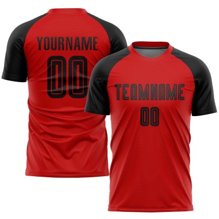 Red Black Custom Soccer Jersey - Sublimation Uniform for Teams and Players Custom Red Black Sublimation Soccer Uniform Jersey