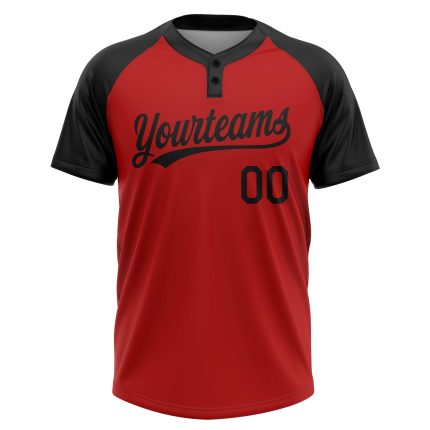 Custom Red Black Unisex Softball Jersey - Stylish Two-Button Design for Comfort and Performance Custom Red Black Two-Button