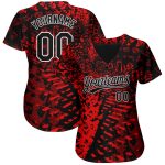 Custom 3D Pattern Baseball Jersey - Authentic Red Black and White Design Custom Red Black-White 3D Pattern Design Authentic